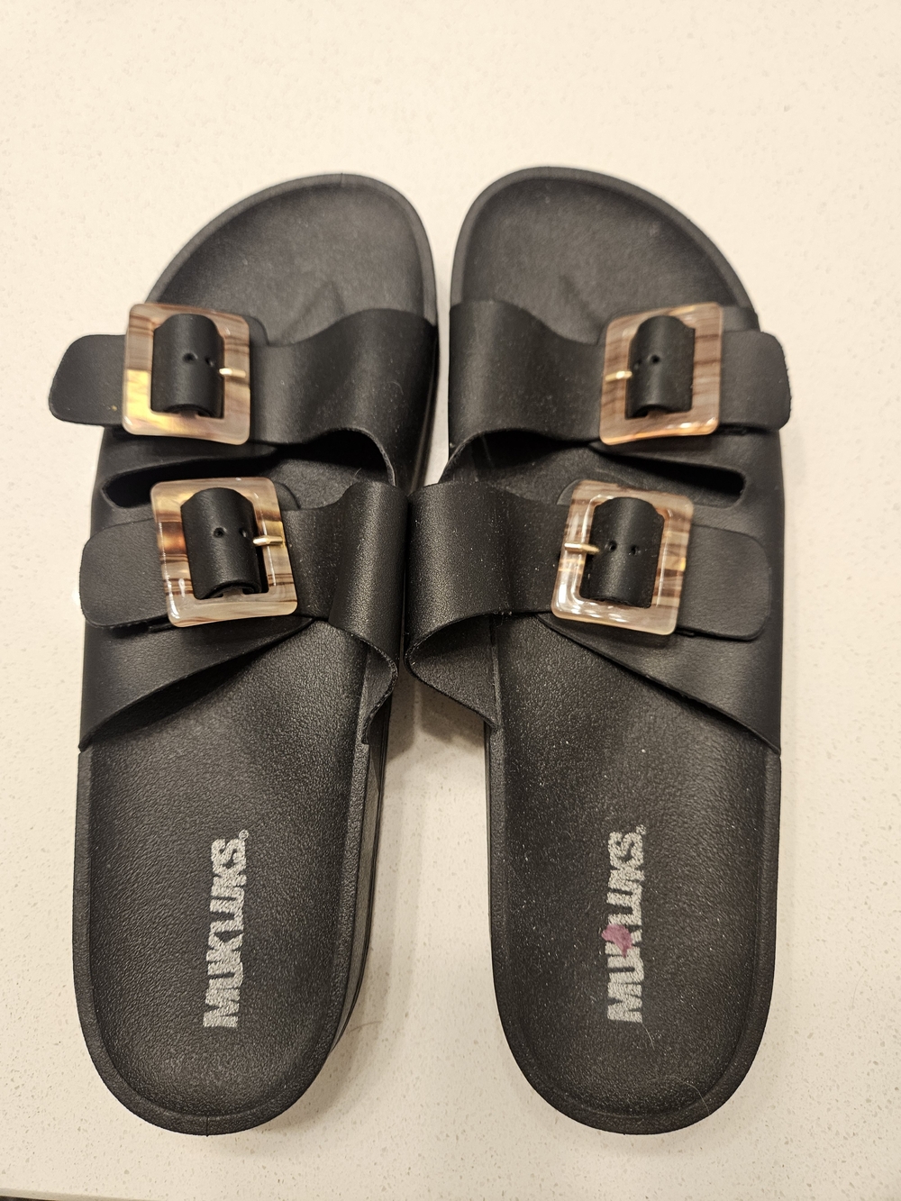 Muk Luks Black Slide Sandals